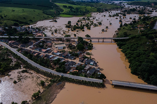 Cidade de Itamaraju alagada pela chuva do início do ano
