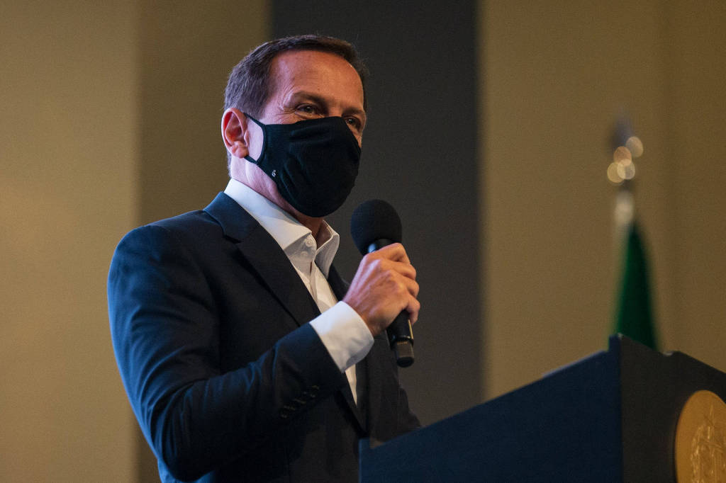 O governador João Doria (PSDB) durante cerimônia no Palácio dos Bandeirantes