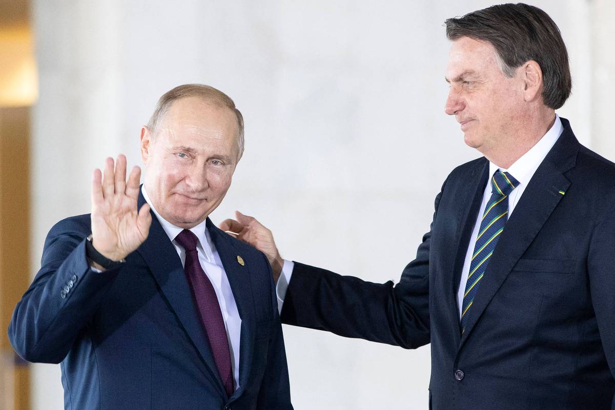 O presidente da Rússia, Vladimir Putin, se reúne com o presidente Jair Bolsonaro antes de cúpula dos Brics em Brasília, em 2019