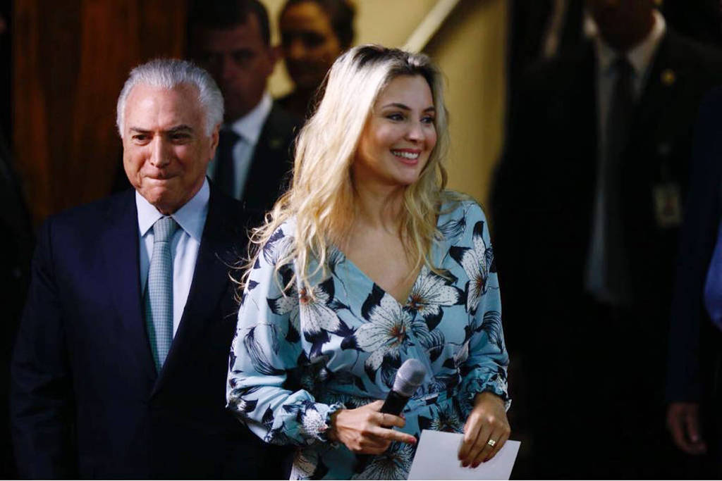 O então presidente Michel Temer e a então primeira-dama, Marcela Temer, durante evento no Palácio do Planalto, em Brasília O então presidente Michel Temer e a então primeira-dama, Marcela Temer, durante evento no Palácio do Planalto, em Brasília