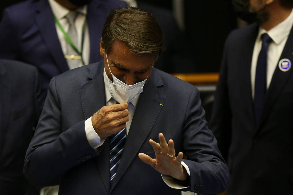 Jair Bolsonaro durante a solenidade de entrega da última mensagem ao Congresso de seu mandato Jair Bolsonaro durante a solenidade de entrega da última mensagem ao Congresso de seu mandato