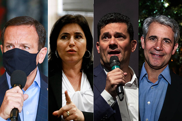 Os presidenciáveis João Doria (PSDB), Simone Tebet (MDB), Sergio Moro (Podemos) e Luiz Felipe d'Avila (Novo) Os presidenciáveis João Doria (PSDB), Simone Tebet (MDB), Sergio Moro (Podemos) e Luiz Felipe d'Avila (Novo)