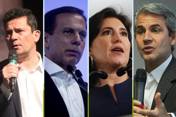 Sérgio Moro (Podemos), João Doria (PSDB), Simone Tebet (MDB) e Felipe d’Avila (Novo)