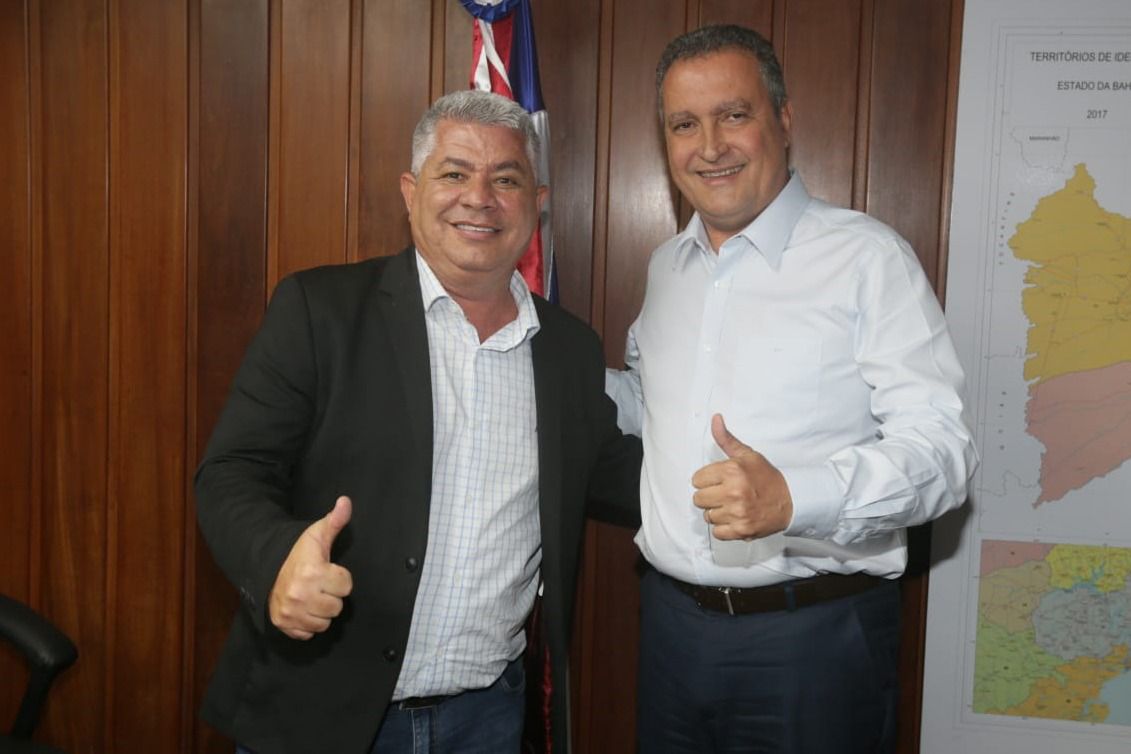 Prefeito de Anguera, Mauro Vieira (PL), e o governador Rui Costa (PT)