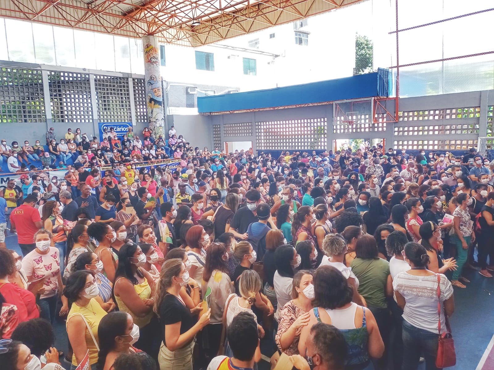 O ato aconteceu na quadra de esportes do Ginásio dos Bancários, na Ladeira dos Aflitos