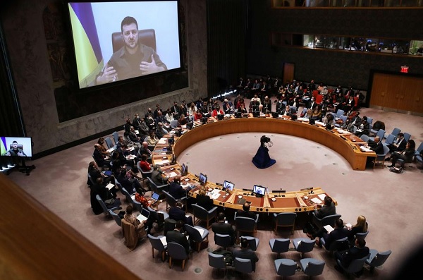 Presidente da Ucrânia, Volodmir Zelenski, discursou nesta terça-feira, 5, para o Conselho de Segurança da ONU pela primeira vez desde a invasão russa no país
