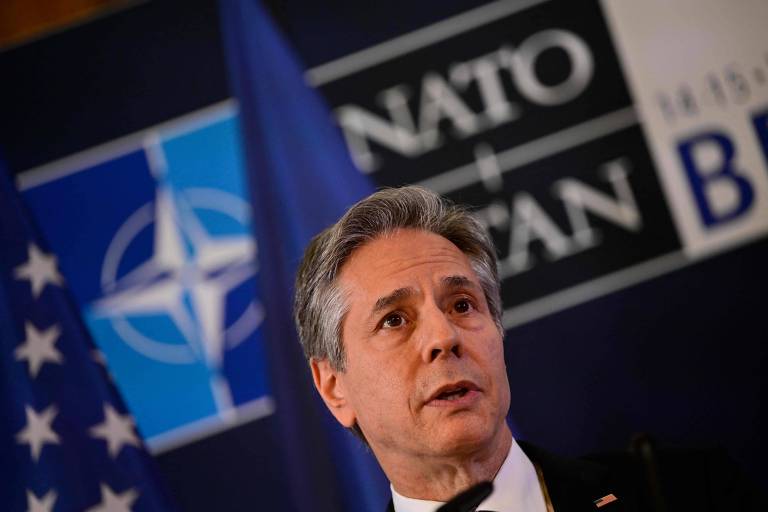 Antony Blinken, secretário de Estado dos EUA, em entrevista durante encontro da Otan, em Berlim Antony Blinken, secretário de Estado dos EUA, em entrevista durante encontro da Otan, em Berlim
