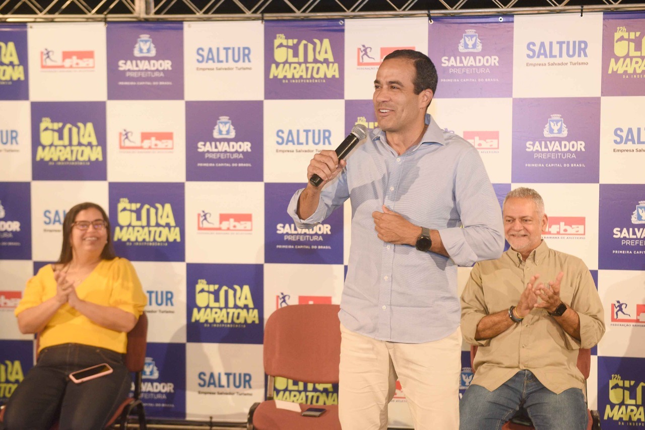 Prefeito Bruno Reis (UB) durante lançamento da Ultramaratona da Independência, nesta terça-feira (24)