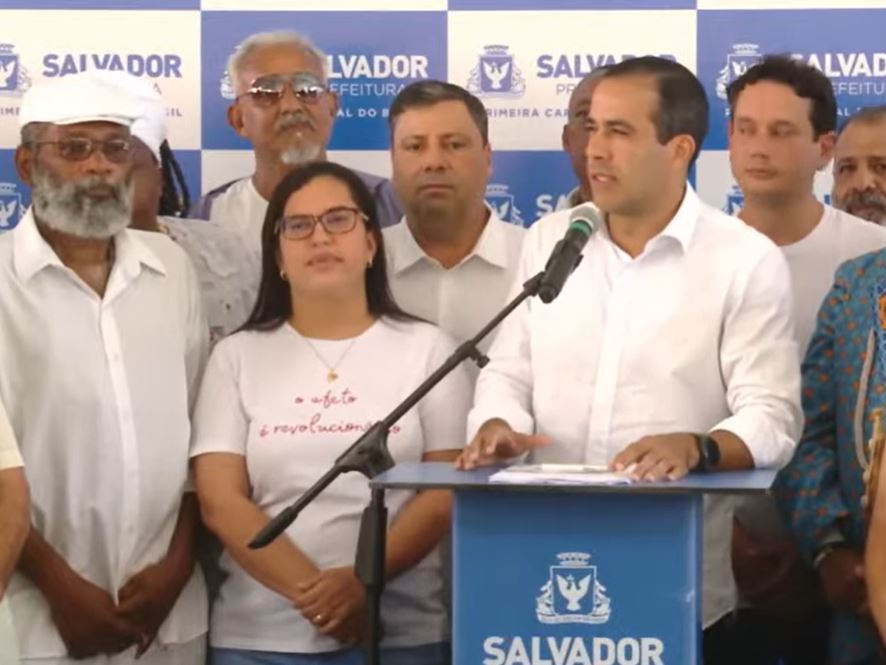 Bruno Reis discursa em inauguração do Parque da Pedra de Xangô, em Salvador, nesta quarta-feira (4)