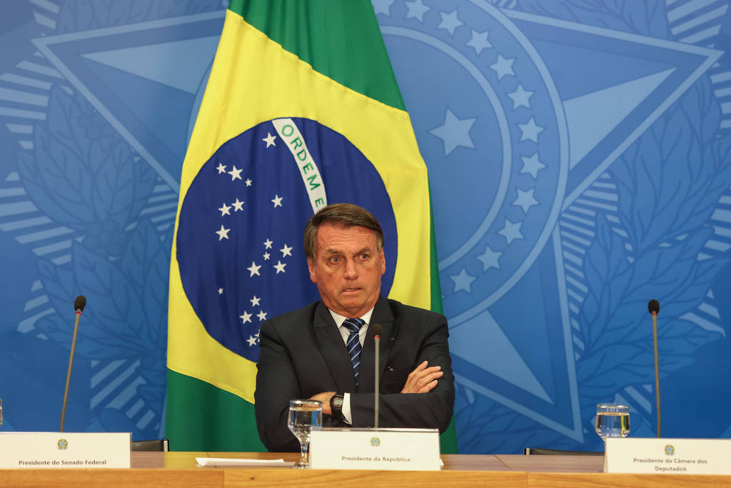 O presidente da República, Jair Bolsonaro, em pronunciamento sobre medidas para contar a alta dos combustíveis