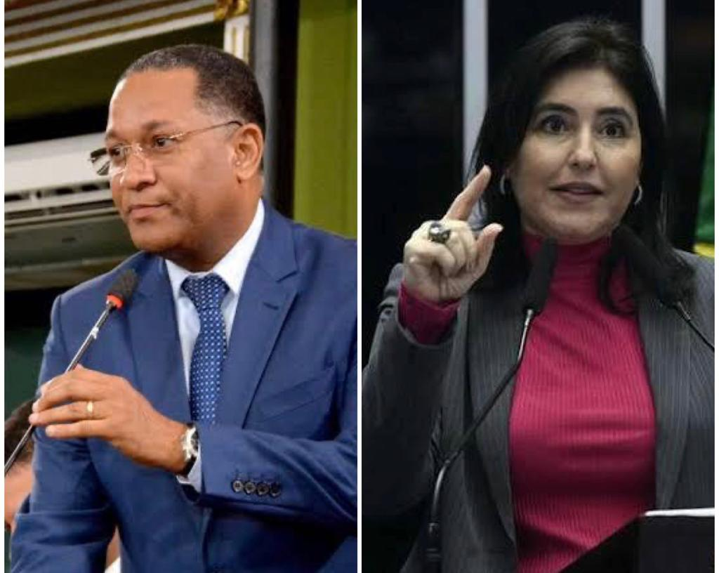 presidente do Cidadania na Bahia e vereador de Salvador, Joceval Rodrigues e a pré-candidata à Presidência da República, senadora Simone Tebet (MDB)