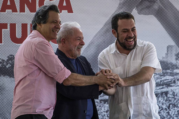 Fernando Haddad, Lula e Guilherme Boulos 