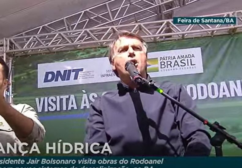 Presidente Jair Bolsonaro discursa durante visita às Obras do Rodoanel de Feira de Santana Presidente Jair Bolsonaro discursa durante visita às Obras do Rodoanel de Feira de Santana