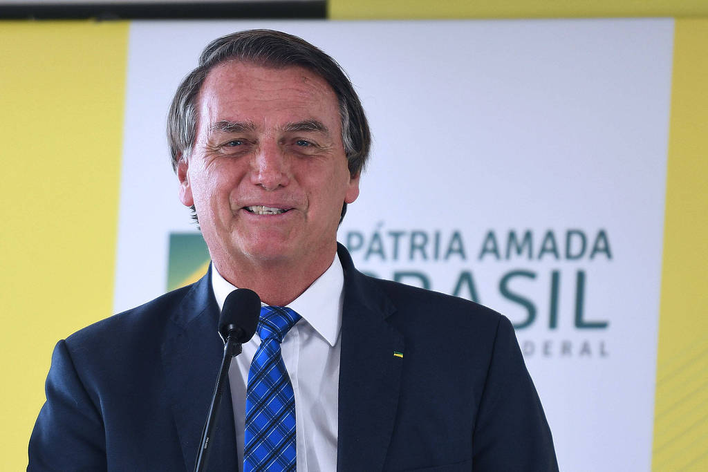 O presidente Jair Bolsonaro (PL) durante evento