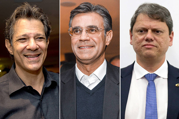 Fernando Haddad (PT), Rodrigo Garcia (PSDB) e Tarcísio de Freitas (Republicanos) 