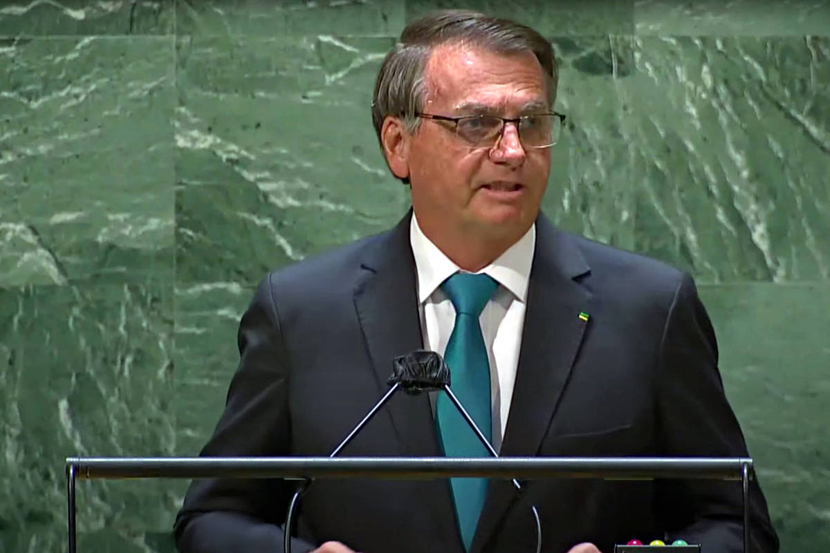 Jair Bolsonaro discursa na abertura da 76ª Assembleia-Geral da ONU, no ano passado