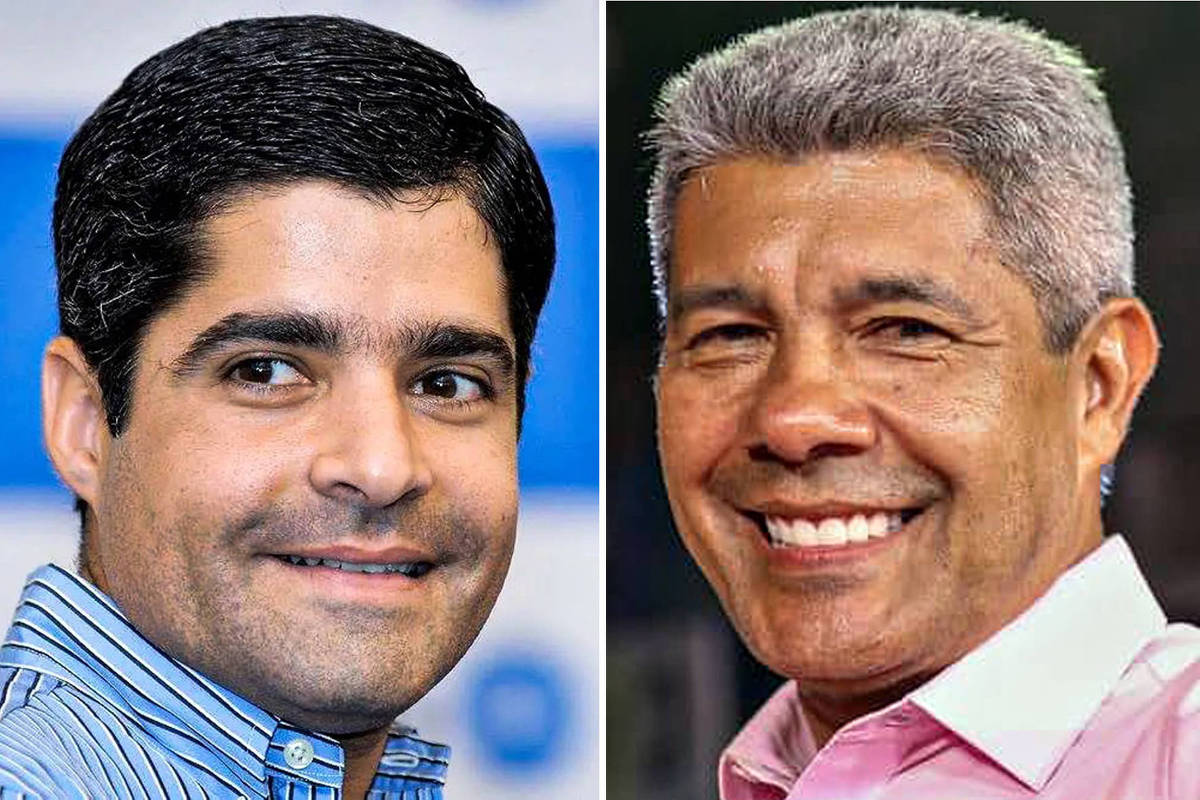 Os candidatos ACM Neto (União Brasil) e Jerônimo Rodrigues (PT)