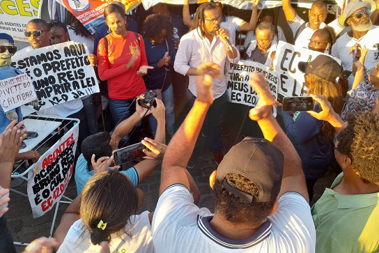 Kleber Rosa no acampamento dos agentes de saúde