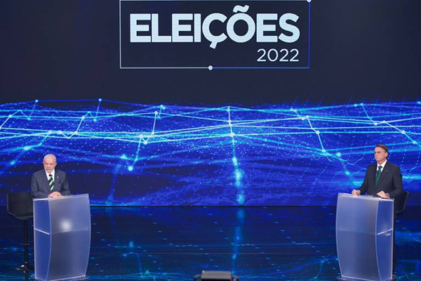 Lula e Bolsonaro no debate das eleições de 2022