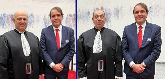 Messod Azulay Neto e Paulo Sérgio Domingues foram empossados na última terça-feira (6/12); presidente do TRE baiano, desembargador Roberto Frank, compareceu à cerimônia