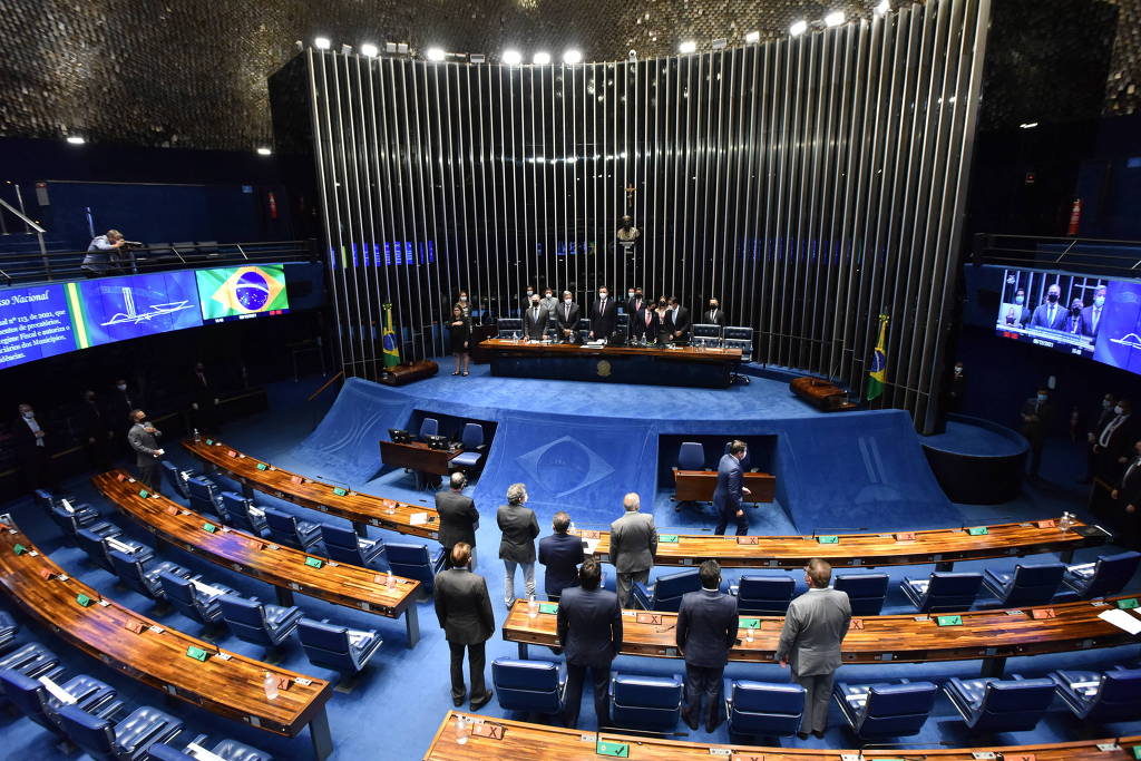 Vista do plenário do Senado durante a promulgação da PEC dos Precatórios, em dezembro de 2021 