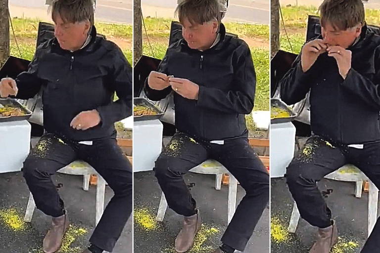 Bolsonaro come frango com farofa em evento no ano passado