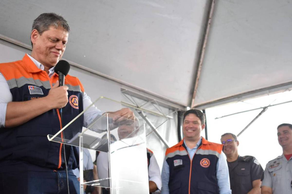 O governador Tarcísio de Freitas (Republicanos), que nesta quinta-feira (12) esteve em Araçatuba e Ribeirão Preto