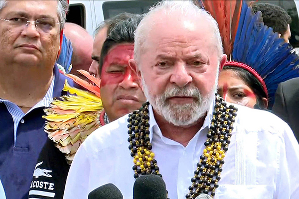 O presidente Luiz Inácio Lula da Silva (PT) durante anúncio de medidas para a saúde indígena em Boa Vista, neste sábado (21) O presidente Luiz Inácio Lula da Silva (PT) durante anúncio de medidas para a saúde indígena em Boa Vista, neste sábado (21)