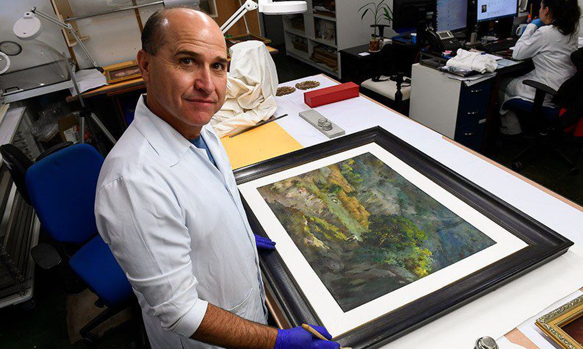 Quadro Trigal na Serra foi produzido em 1967 por Guido Mondin