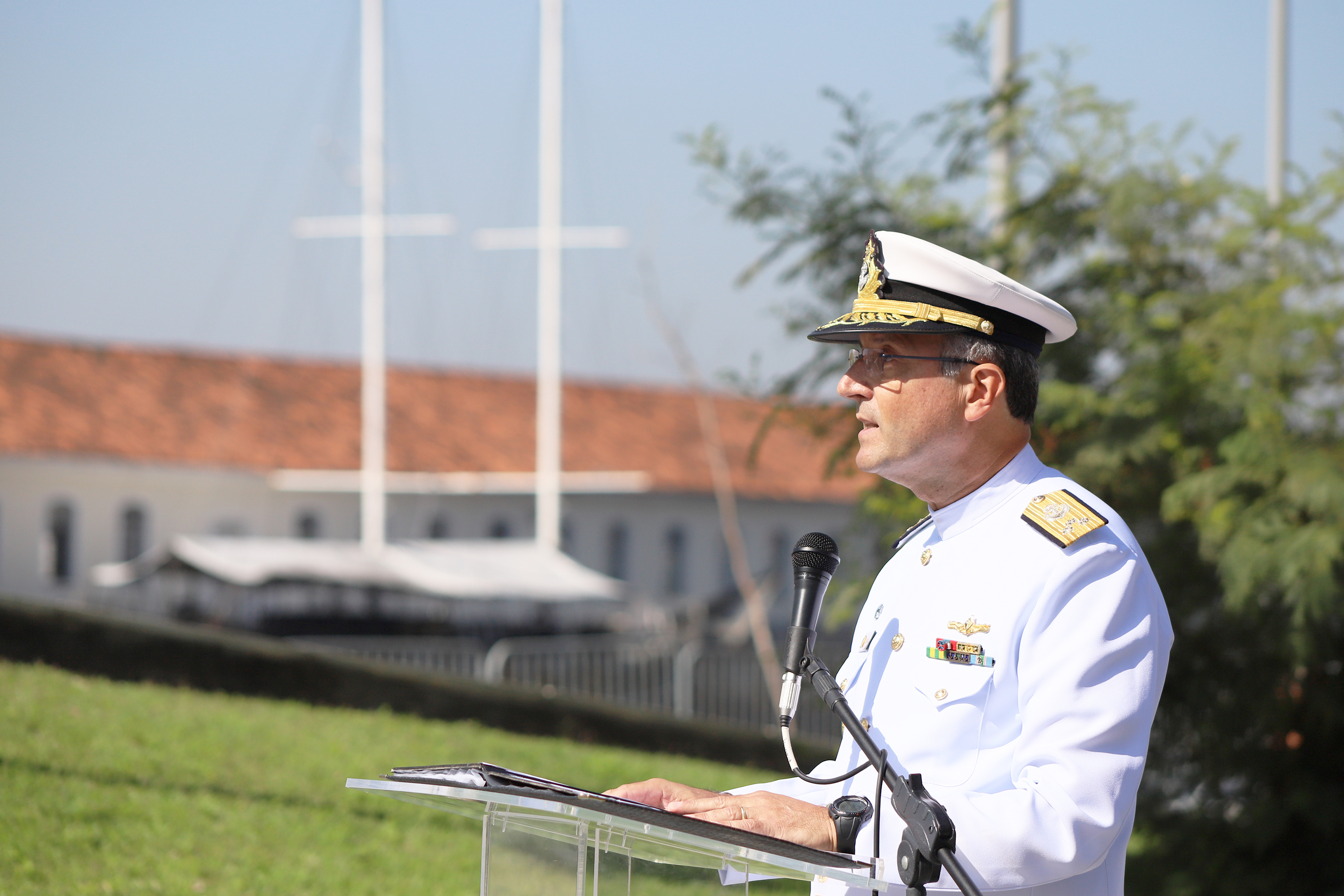 O comandante do 1º Distrito Naval, almirante Eduardo Vazquez, durante cerimônia no Rio em 2022