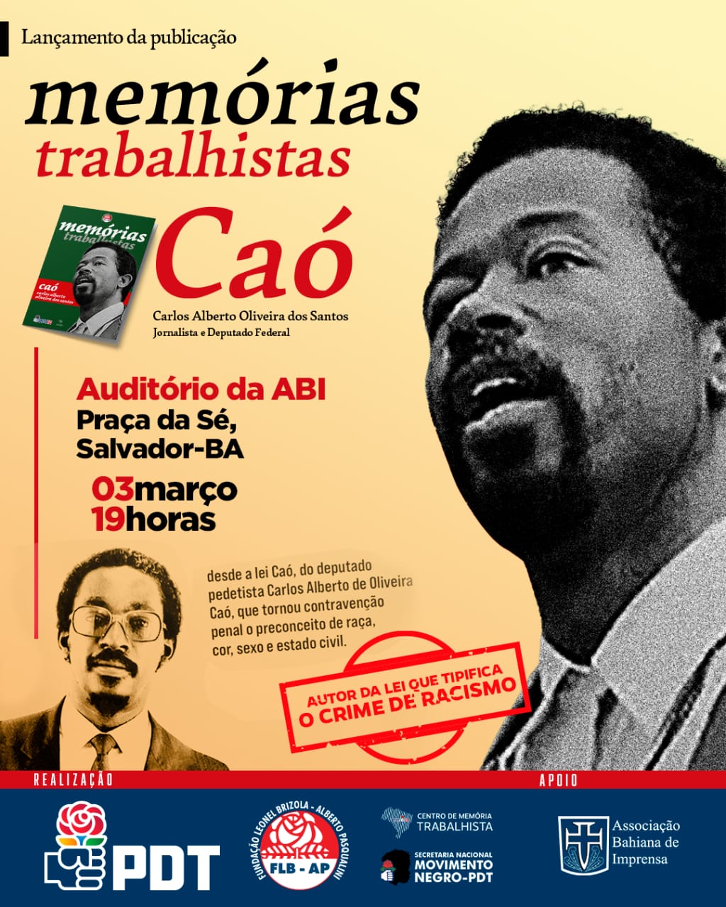 Fundação Leonel Brizola lança publicação sobre jornalista e deputado que tipificou o racismo como crime Fundação Leonel Brizola lança publicação sobre jornalista e deputado que tipificou o racismo como crime