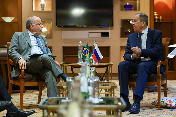 Os chanceleres Mauro Vieira e Serguei Lavrov Os chanceleres Mauro Vieira e Serguei Lavrov