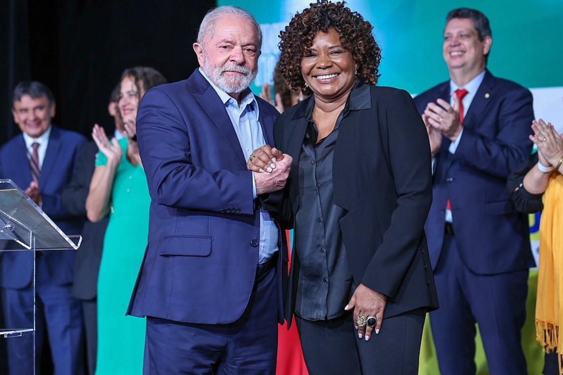 O presidente Luiz Inácio Lula da Silva (PT) e a ministra da Cultura, Margareth Menezes