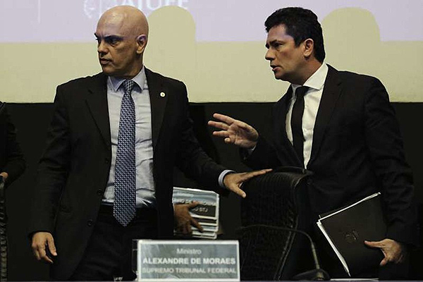 O ministro Alexandre de Moraes, do STF (Supremo Tribunal Federal), e o senador Sergio Moro (União-PR) O ministro Alexandre de Moraes, do STF (Supremo Tribunal Federal), e o senador Sergio Moro (União-PR)