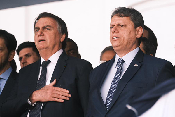 O ex-presidente Jair Bolsonaro (PL) e o governador de São Paulo, Tarcísio de Freitas