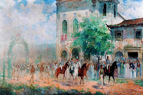Imagem da entrada do Exército Libertador em Salvador, em tela de 1930 do artista plástico Presciliano Silva Imagem da entrada do Exército Libertador em Salvador, em tela de 1930 do artista plástico Presciliano Silva