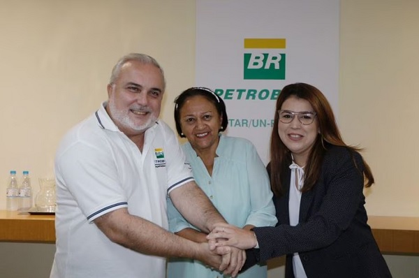 O presidente da Petrobras, Jean Paul Prates, a governadora do RN, Fátima Bezerra (PT), e a diretora-presidente da Potigás, Marina Melo