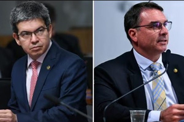 Os senadores Randolfe Rodrigues (Rede-AP) e Flávio Bolsonaro (PL-RJ)