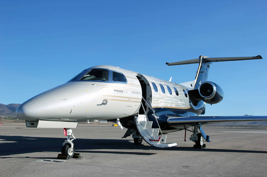 O jato executivo Phenom 300E, principal modelo da família mais usada nos EUA