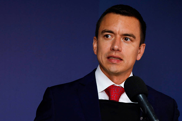 Candidato presidencial do Equador, Daniel Noboa participa de debate em Quito