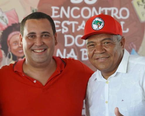 O presidente do Partido dos Trabalhadores da Bahia, Éden Valadares e Valmir Assunção, deputado federal