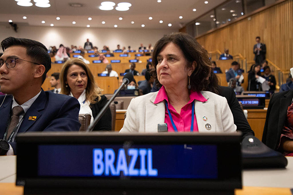 A ministra da Saúde, Nísia Trindade, durante evento na ONU