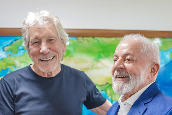 O músico Roger Waters com o presidente Lula O músico Roger Waters com o presidente Lula
