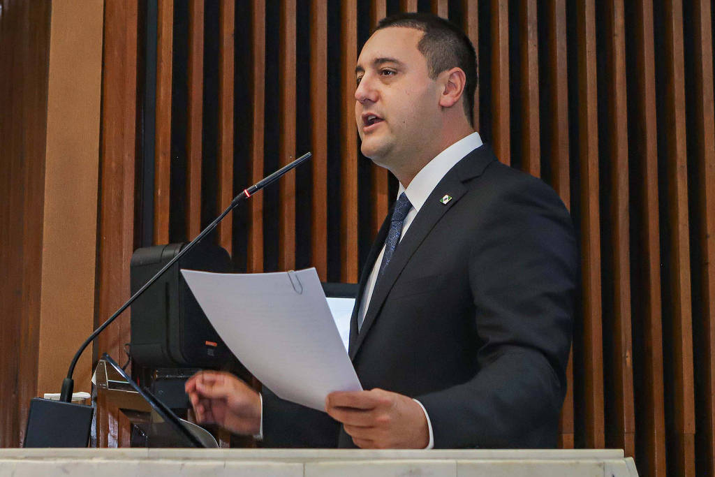 O governador do Paraná, Ratinho Jr., durante visita à Assembleia Legislativa do Paraná, em fevereiro O governador do Paraná, Ratinho Jr., durante visita à Assembleia Legislativa do Paraná, em fevereiro