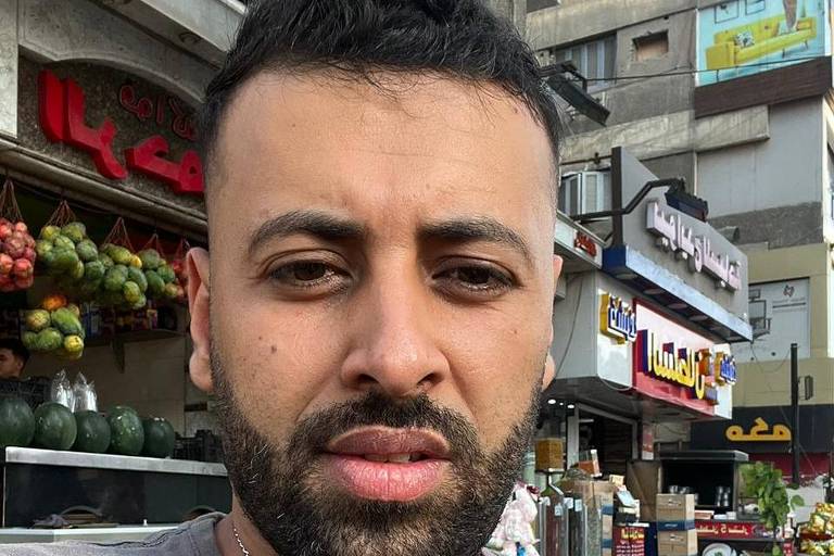 O palestino com cidadania brasileira Hasan Rabee, 30, que tenta sair da Faixa de Gaza 