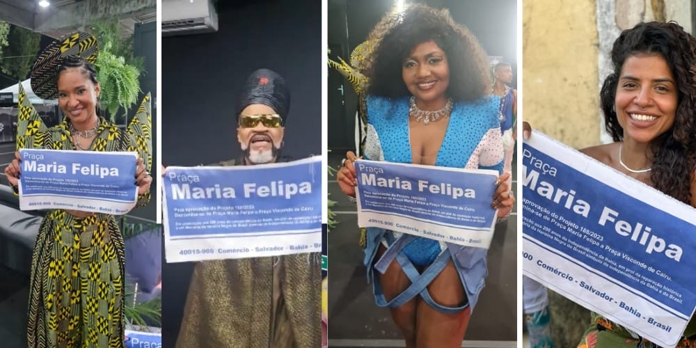 Artistas e influenciadores aderem à campanha da mudança da Praça Visconde de Cairu para Maria Felipa