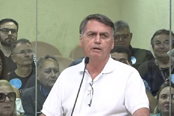 O ex-presidente Jair Bolsonaro (PL) durante evento na Assembleia do Rio Grande do Norte, nesta quinta-feira (30)