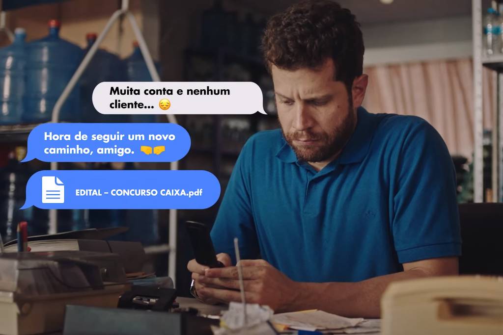 Cena do comercial de anuncio do concurso público da Caixa Econômica Federal em 2024