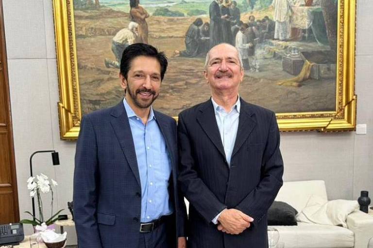 Ricardo Nunes (MDB), prefeito de São Paulo, em reunião com o ex-deputado Aldo Rebelo (PDT)