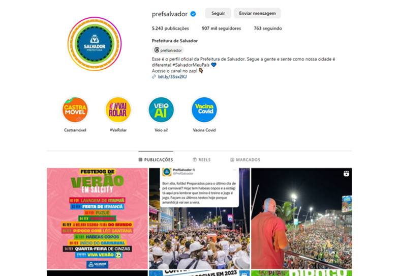 Imagem de Salvador tem o maior número de interações nas redes sociais entre as prefeituras do Brasil, aponta levantamento